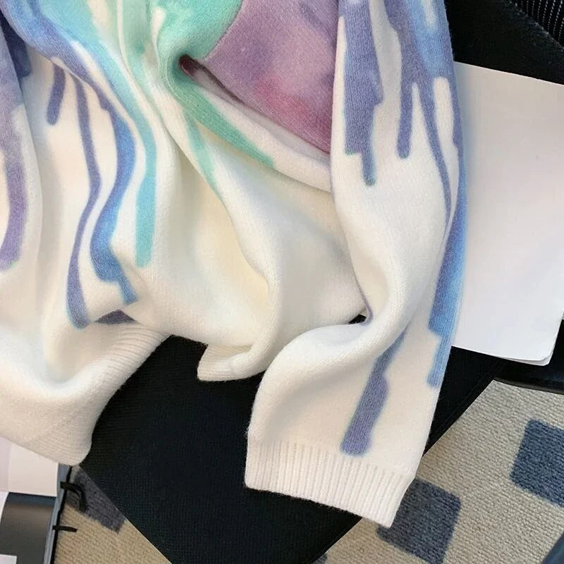 Trikotāžas džemperis Vīriešu Apakškakla Vīriešu Apģērbs Balts Puloveri Apaļas apkakles Kaklasaites Krāsa Vecs Korejiešu 2023 Rudens Liels Liels Izmērs AX