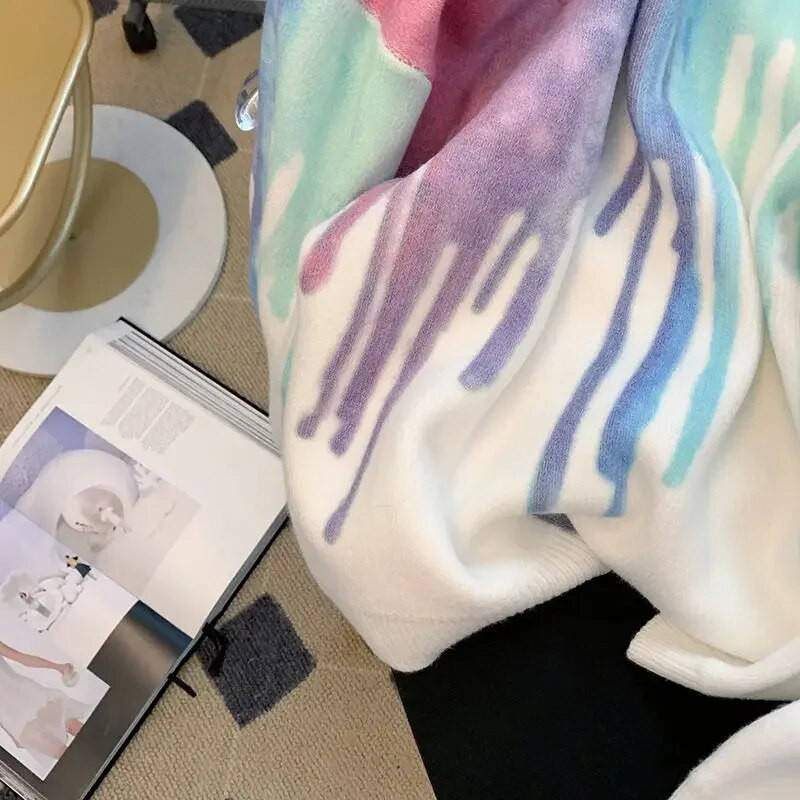 Trikotāžas džemperis Vīriešu Apakškakla Vīriešu Apģērbs Balts Puloveri Apaļas apkakles Kaklasaites Krāsa Vecs Korejiešu 2023 Rudens Liels Liels Izmērs AX