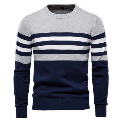 Πουλόβερ Ανδρικά πουλόβερ Βαμβακερά ριγέ πουλόβερ Ανδρικά φθινοπωρινά, χειμερινά μπλουζάκια Ανδρικά πουλόβερ Basic Boy Jumpers Plus Size 5XL