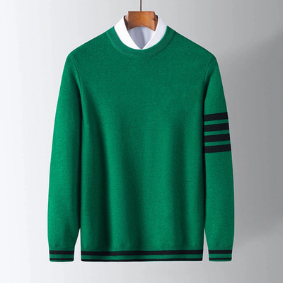 2023. g. Vīriešu džemperi, tb Luksusa zīmola apģērbi Vīriešu silts, mīksts džemperis, 4 stieņu džemperis ar O-kaklu, vilnas maisījuma pāra džemperis