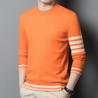 2023. g. Vīriešu džemperi, tb Luksusa zīmola apģērbi Vīriešu silts, mīksts džemperis, 4 stieņu džemperis ar O-kaklu, vilnas maisījuma pāra džemperis