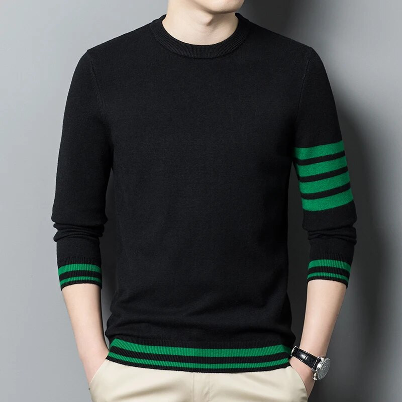 2023. g. Vīriešu džemperi, tb Luksusa zīmola apģērbi Vīriešu silts, mīksts džemperis, 4 stieņu džemperis ar O-kaklu, vilnas maisījuma pāra džemperis
