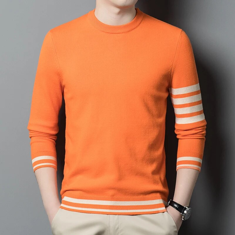 2023. g. Vīriešu džemperi, tb Luksusa zīmola apģērbi Vīriešu silts, mīksts džemperis, 4 stieņu džemperis ar O-kaklu, vilnas maisījuma pāra džemperis