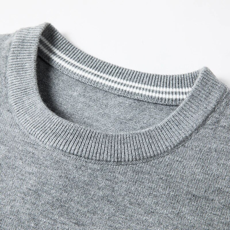 2023. g. Vīriešu džemperi, tb Luksusa zīmola apģērbi Vīriešu silts, mīksts džemperis, 4 stieņu džemperis ar O-kaklu, vilnas maisījuma pāra džemperis