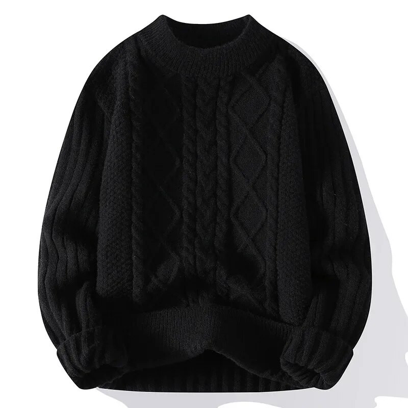 Vīriešu balti džemperi ar apkaklīti Apģērbi ziemas vintage džemperis Vīriešu trikotāžas vienkrāsains džemperis Vīriešu džemperi ar apkakli