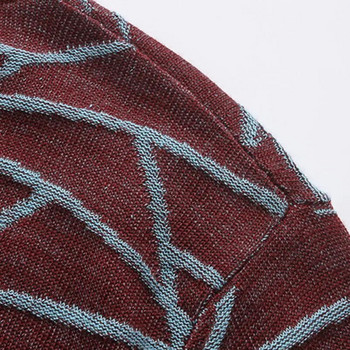 SHiONFA Πουλόβερ βρετανικού στυλ κόκκινο ριγέ Πλεκτό πουλόβερ μακρυμάνικο O λαιμόκοψη Πλεκτό πουλόβερ Ποιότητας, λεπτά μάλλινα ρούχα για το φθινόπωρο