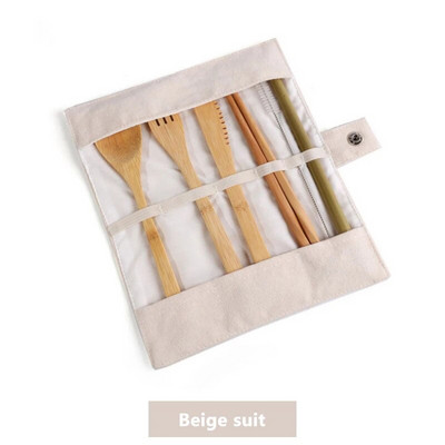 Bambusa galda piederumu komplekts Ceļojumu galda piederumu komplekts Videi draudzīgs galda piederumu komplekts Nazis, dakša, karote un salmi Koka galda piederumu komplekts Kempinga galda piederumi