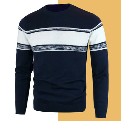 Pulóver Férfi Pulóver Őszi pamut O-nyakú pulóverek Férfi Téli Meleg Csíkos Jersey Férfi Pulóverek Pulóverek Fiú Nagy méretű 4XL póló