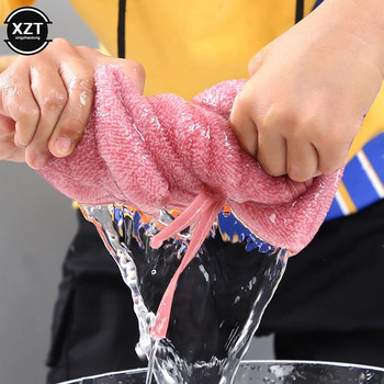 Нови кърпи за ръце Bowknot Coral Velvet за кухня Баня Микрофибър Меки бързосъхнещи абсорбиращи почистващи кърпи Домашни хавлиени кърпи