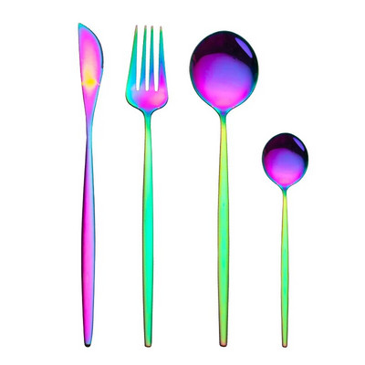 4 tk sööginõude komplekt roostevabast terasest nuga kahvel lusikas söögiriistade komplekt Gold Western lauanõude köögihõbeda komplekt söögiriistade komplekt