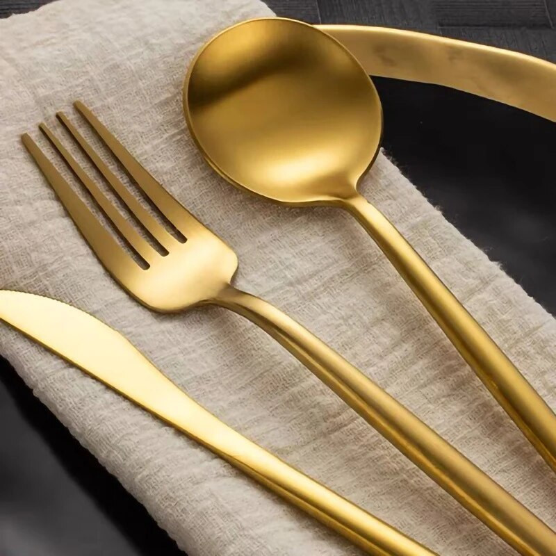 4 tk sööginõude komplekt roostevabast terasest nuga kahvel lusikas söögiriistade komplekt Gold Western lauanõude köögihõbeda komplekt söögiriistade komplekt