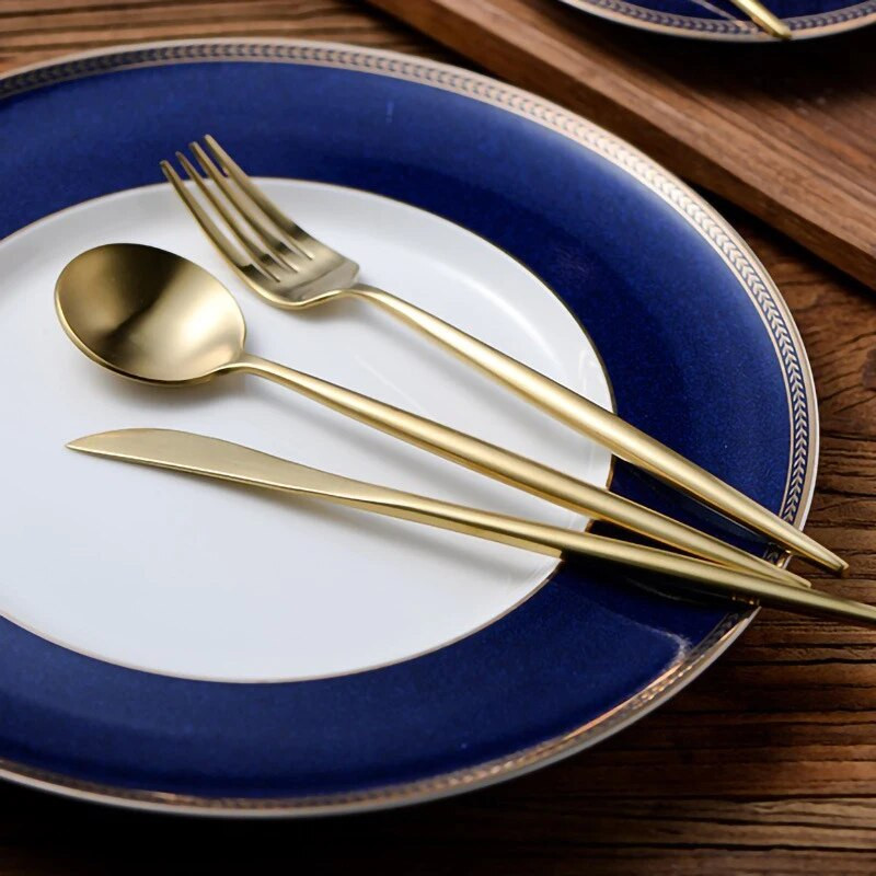 4 tk sööginõude komplekt roostevabast terasest nuga kahvel lusikas söögiriistade komplekt Gold Western lauanõude köögihõbeda komplekt söögiriistade komplekt