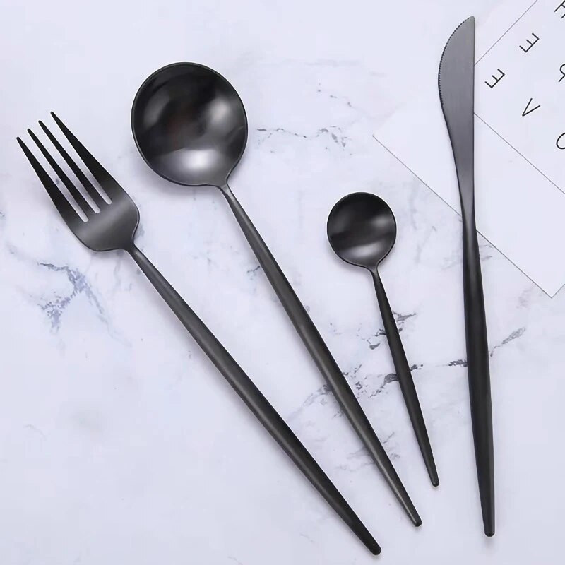 4 tk sööginõude komplekt roostevabast terasest nuga kahvel lusikas söögiriistade komplekt Gold Western lauanõude köögihõbeda komplekt söögiriistade komplekt