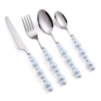 4 nerūdijančio plieno stalo įrankių rinkinys Stalo įrankių rinkinys su keraminėmis rankenomis Stalo reikmenų rinkinys Indų rinkinys virtuvės valgymui B03E