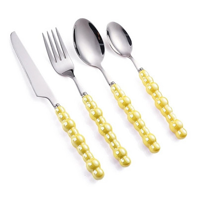 4 nerūdijančio plieno stalo įrankių rinkinys Stalo įrankių rinkinys su keraminėmis rankenomis Stalo reikmenų rinkinys Indų rinkinys virtuvės valgymui B03E