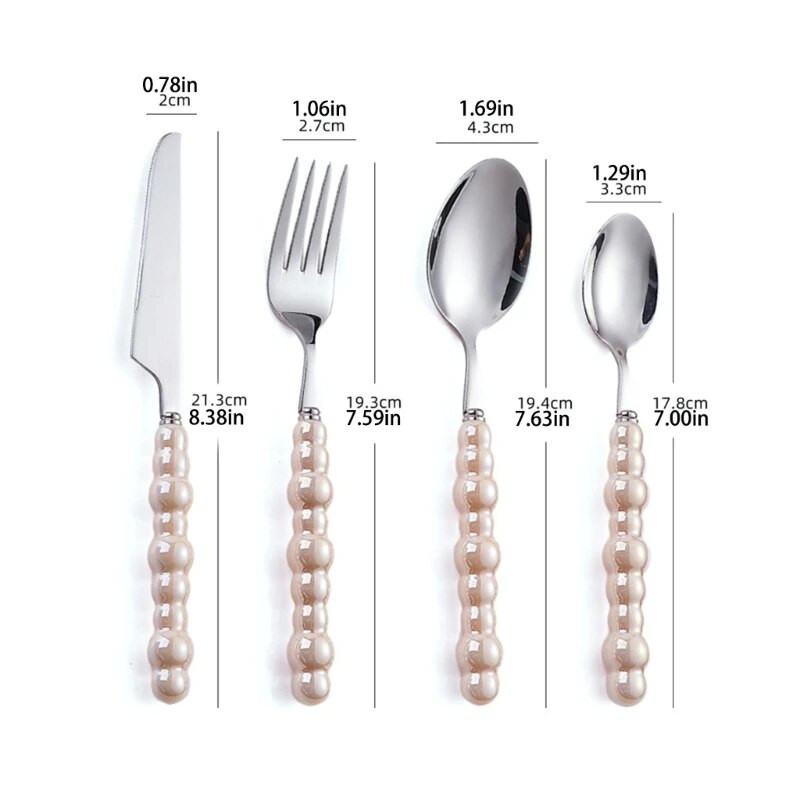 4 nerūdijančio plieno stalo įrankių rinkinys Stalo įrankių rinkinys su keraminėmis rankenomis Stalo reikmenų rinkinys Indų rinkinys virtuvės valgymui B03E