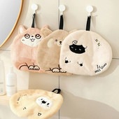 Jauns piekarināms roku dvielis, ātri žūstošs virtuves koraļļu vilnas karikatūra kvadrātveida gudrs divslāņu roku dvielis