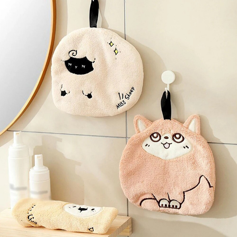 Jauns piekarināms roku dvielis, ātri žūstošs virtuves koraļļu vilnas karikatūra kvadrātveida gudrs divslāņu roku dvielis