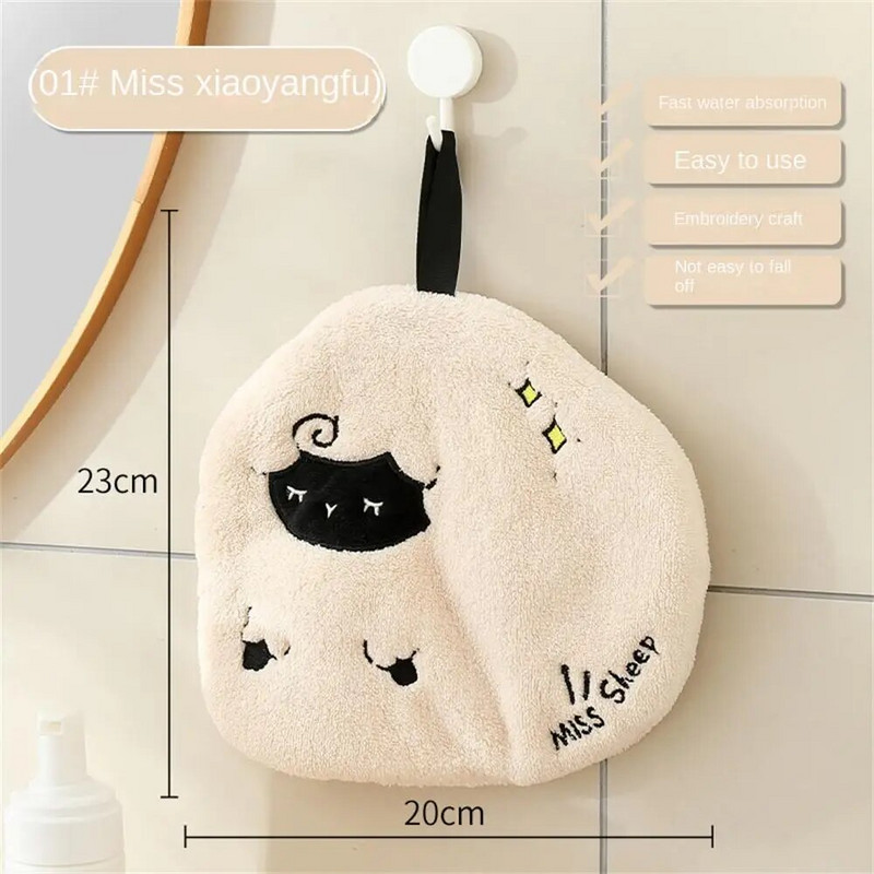 Jauns piekarināms roku dvielis, ātri žūstošs virtuves koraļļu vilnas karikatūra kvadrātveida gudrs divslāņu roku dvielis