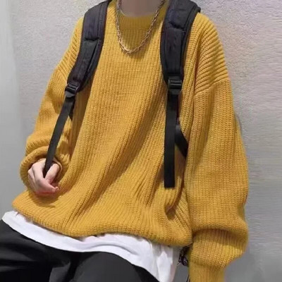 Masīvs svītrains džemperis vīriešiem rudens ziemas ikdienas džemperi ar garām piedurknēm ar O veida kakla izgriezumu Vīriešu vintage Universāli trikotāžas džemperi Eleganti topi