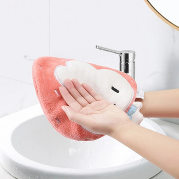 Висяща анимационна животинска кърпа за ръце Удебелена коралова руно Бързосъхнеща детска носна кърпа за дома Кухня Кърпи за почистване на баня