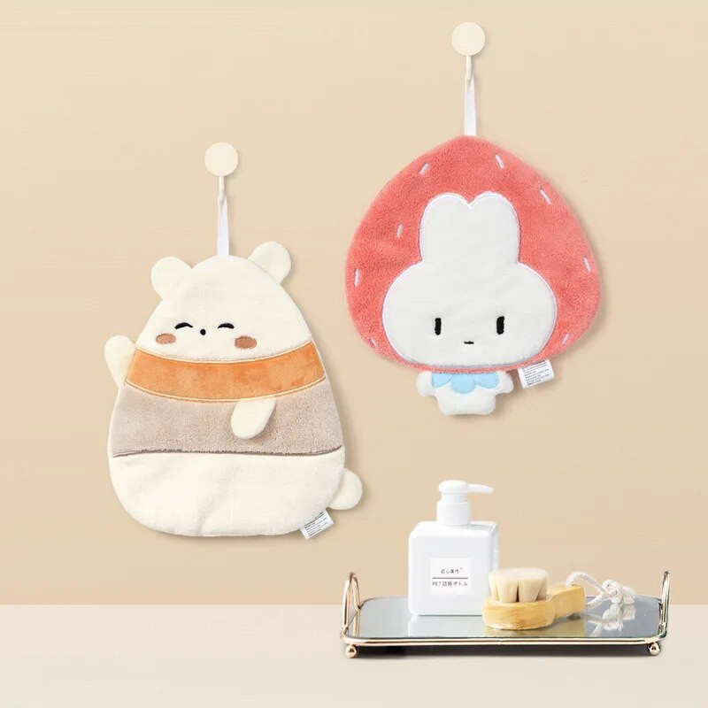 Karikatūra dzīvnieku roku dvielis, sabiezināts koraļļu vilnas ātri žūstošs bērnu kabatlakats mājas virtuvei vannas istabas tīrīšanas dvieļi