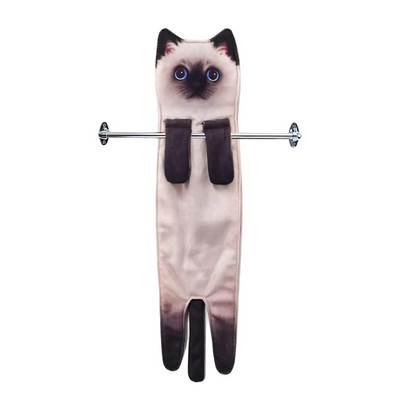 Smieklīgi kaķu dvieļi virtuves vannas istabas dvieļu bumba ar piekarināmām cilpām Ātri žūstoši mīksti absorbējoši mikrošķiedras radoši dvieļi