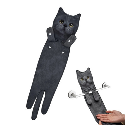 Smieklīgi kaķu dvieļi virtuves vannas istabas dvieļu bumba ar piekarināmām cilpām Ātri žūstoši mīksti absorbējoši mikrošķiedras radoši dvieļi