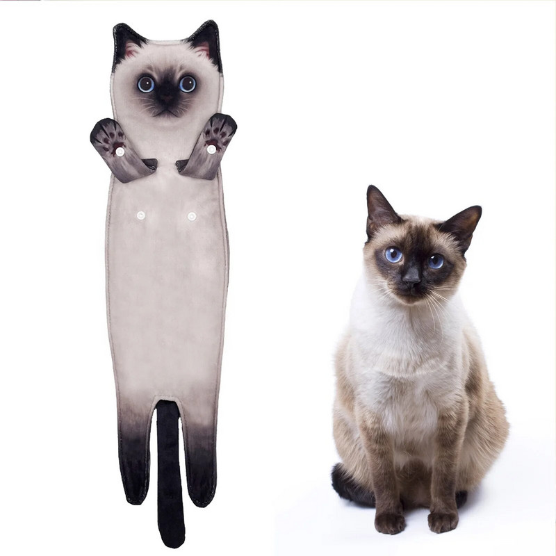 Smieklīgi kaķu dvieļi virtuves vannas istabas dvieļu bumba ar piekarināmām cilpām Ātri žūstoši mīksti absorbējoši mikrošķiedras radoši dvieļi