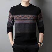 2023 m. Nauji Dryžuoti megztiniai vyrams ilgomis rankovėmis Fleece žieminiai šilti drabužiai Laisvi megztinis Verslo vyriškas megztinis