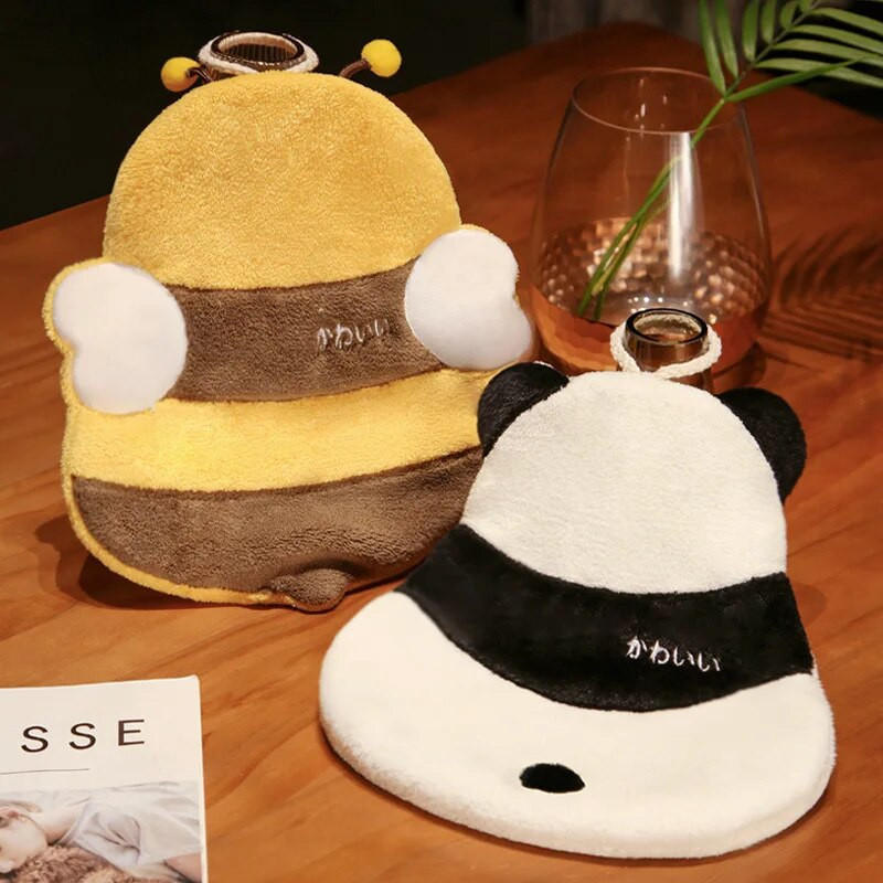 Karikatūra Panda Bišu formas roku dvieļi, sabiezināts mīksts koraļļu samts, īpaši uzsūcošs gudrs kabatlakats virtuves piekarināms frotē dvielis