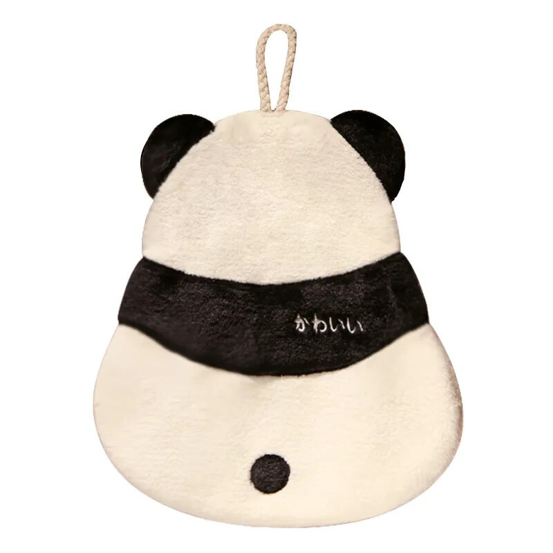 Karikatūra Panda Bišu formas roku dvieļi, sabiezināts mīksts koraļļu samts, īpaši uzsūcošs gudrs kabatlakats virtuves piekarināms frotē dvielis