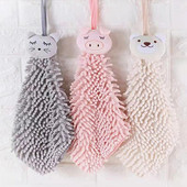 Animacinis rankų rankšluostis Puikus koralinis aksominis minkštas pliušinis audinys pakabinamas rankšluostis vonios kambariui virtuvės sugeriantis greitai džiūstantis rankšluostis rankų valymas