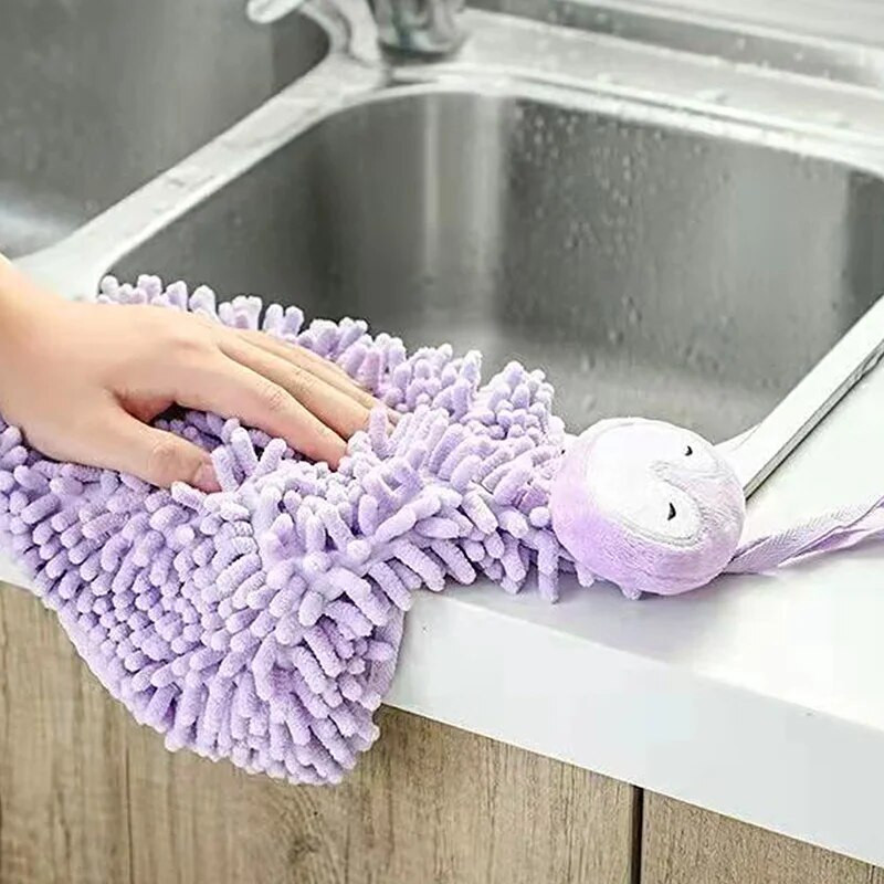 Animacinis rankų rankšluostis Puikus koralinis aksominis minkštas pliušinis audinys pakabinamas rankšluostis vonios kambariui virtuvės sugeriantis greitai džiūstantis rankšluostis rankų valymas