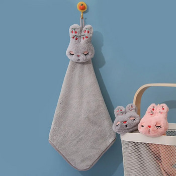 Χαριτωμένη πετσέτα κουνελιού κινουμένων σχεδίων για παιδί παιδικό κοραλλί φλις κρεμάσιμη χοντρή πετσέτα απορροφητική πετσέτα χεριών Καθαρισμός πανί πανί μαντήλι