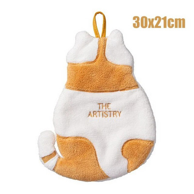 1vnt Super sugeriantis pakabinamas kačių rankšluostis, išsiuvinėtas Home Decora, dvigubos paskirties koralinis aksominis rankšluostis, vonios reikmenys