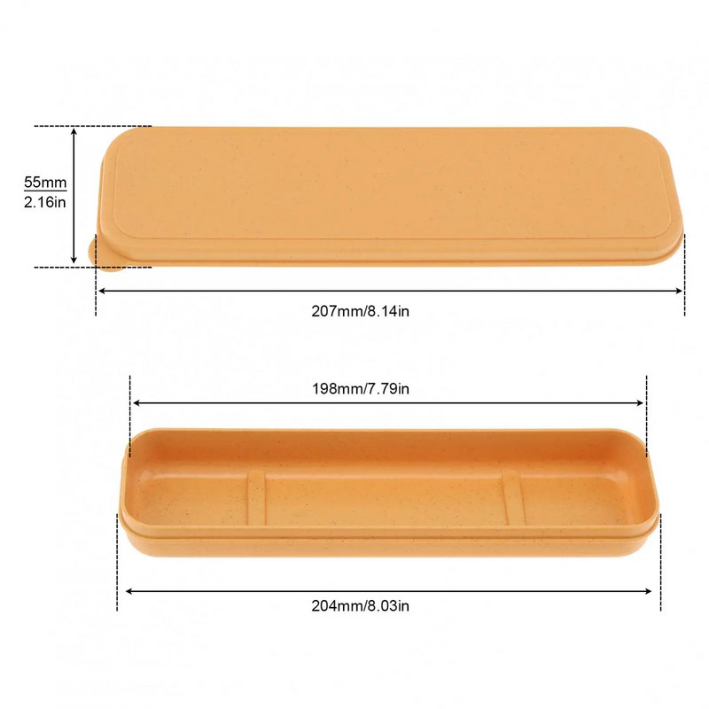 5 buc/set set portabil de tacâmuri de călătorie cu paie de grâu pentru călătorii, prânz la școală, picnic, camping, utilizare zilnică cu cutie de veselă