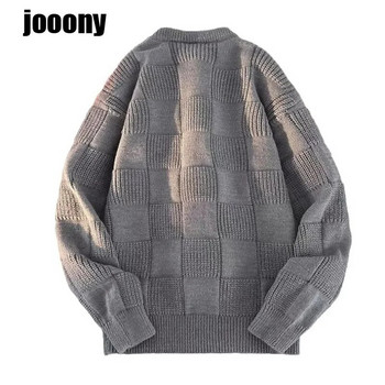 Streetwear ριγέ πουλόβερ Απλή φαρδιά πλεκτό πουλόβερ με λαιμόκοψη Νέο φθινοπωρινό μακρυμάνικο ανδρικό τοπ μασίφ πλεκτό πουλόβερ ανδρική μόδα