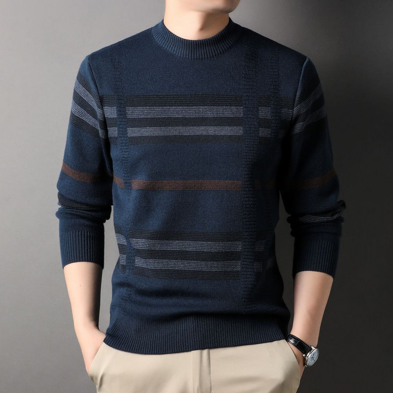 COODRONY vyriškas rudens žiemos mezgimo megztinis, kvėpuojantis, patogus, lavinti savo moralę, margintas dryžuotas megztinis S6127