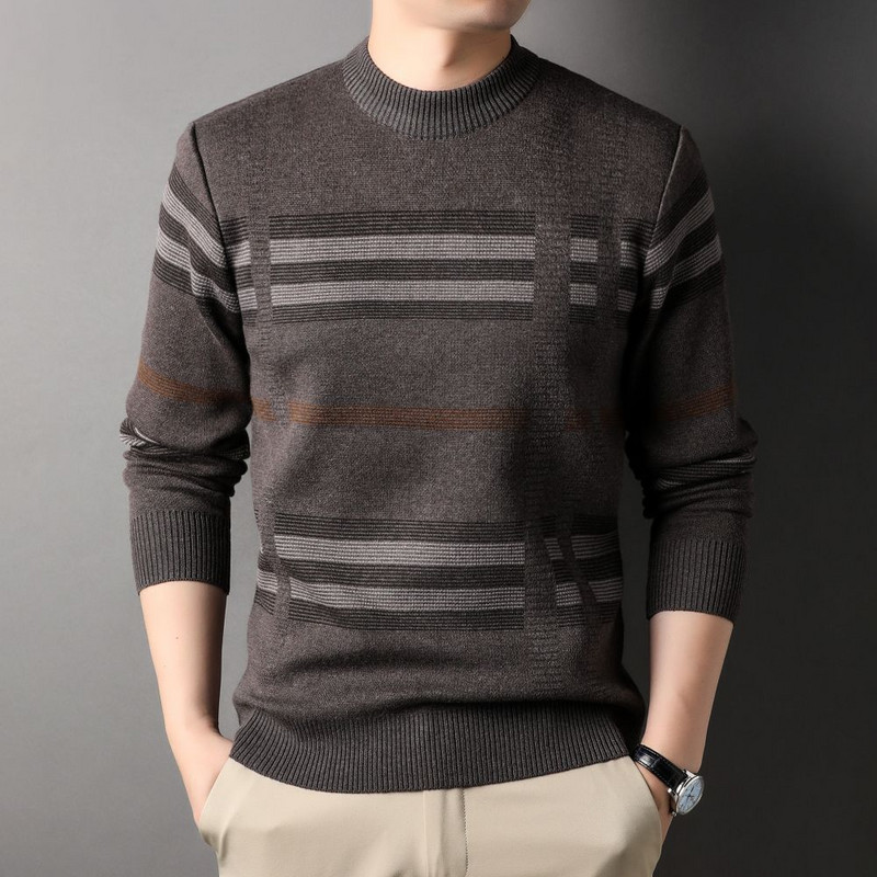 COODRONY vyriškas rudens žiemos mezgimo megztinis, kvėpuojantis, patogus, lavinti savo moralę, margintas dryžuotas megztinis S6127