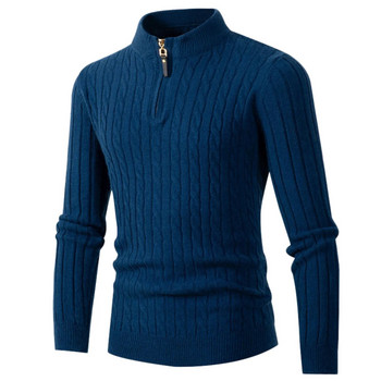 Ανδρικό πουλόβερ πουλόβερ γιακά με φερμουάρ Πουλόβερ Φθινοπωρινό Χειμώνα Casual Ανδρικό Ζεστό Μαύρο Γκρι Χακί Μπλε Πουλόβερ Vintage Ανδρικά πουλόβερ