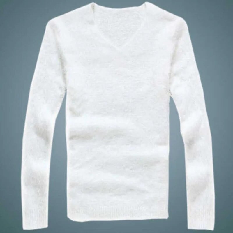 2023. gada jauns vīriešu džemperis rudens ziema mīksts silts džemperis V veida kakla izgriezumā, elastīgs trikotāžas džemperis, pūkains augšējais jauno vīriešu apģērbs MY746