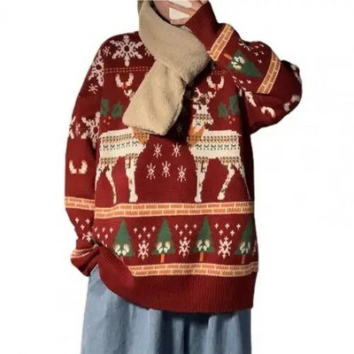 Vīriešu Ziemassvētku džemperis, trikotāžas ar apaļu kaklu, 3D drukas džemperis Jaungada brīvs, jauks džemperis ar apkakli rudens ziemai свитер