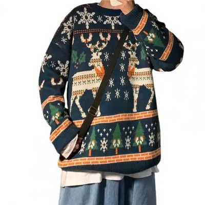 Vīriešu Ziemassvētku džemperis, trikotāžas ar apaļu kaklu, 3D drukas džemperis Jaungada brīvs, jauks džemperis ar apkakli rudens ziemai свитер