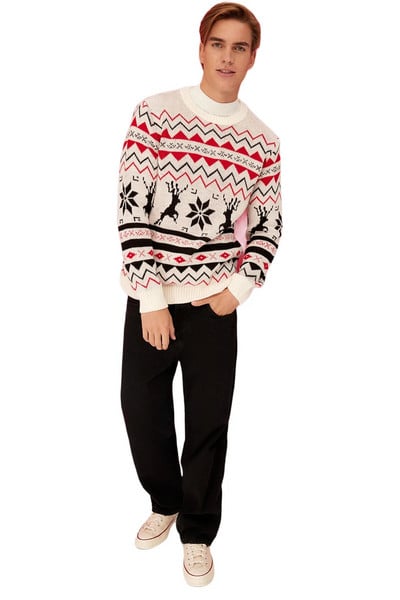 Trendyol Vyriškas kalėdinis džemperis ilgomis rankovėmis