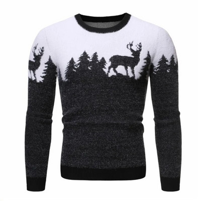Meeste elastne Slim Fit Elk silmkoeline isikupärastatud vabaaja pullover sügis- ja talvekampsunite jaoks