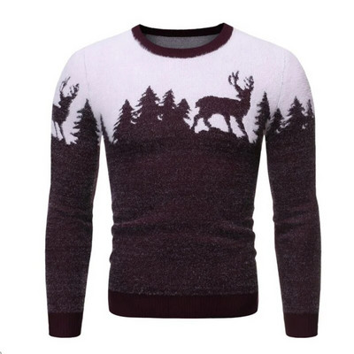 Meeste elastne Slim Fit Elk silmkoeline isikupärastatud vabaaja pullover sügis- ja talvekampsunite jaoks