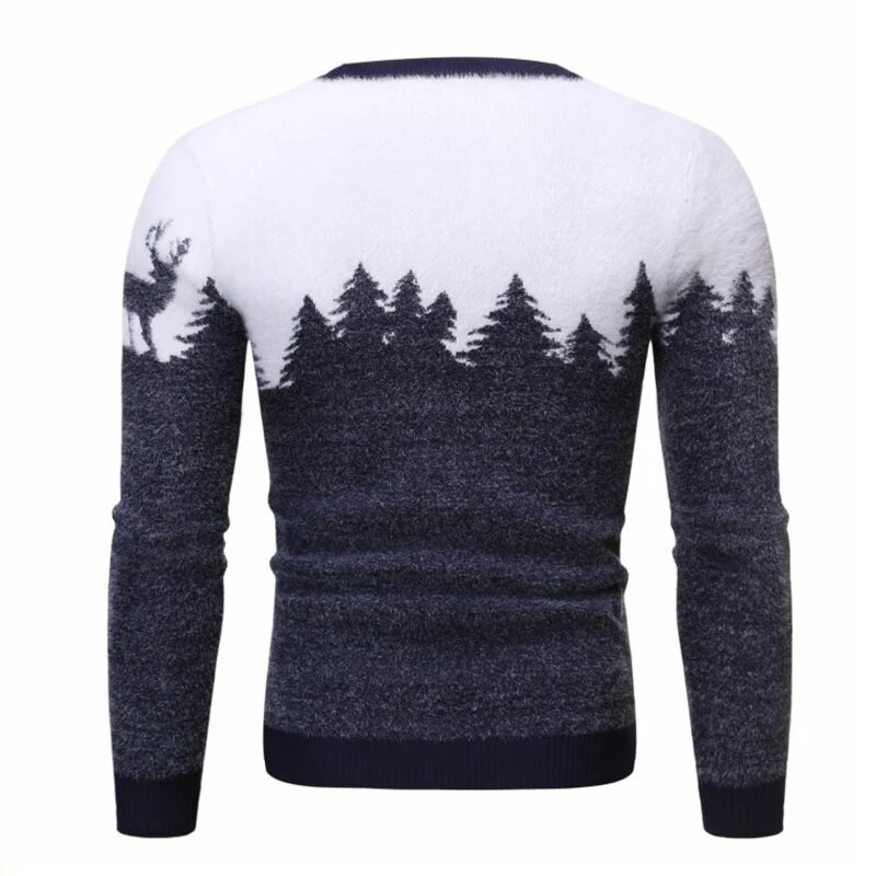 Meeste elastne Slim Fit Elk silmkoeline isikupärastatud vabaaja pullover sügis- ja talvekampsunite jaoks