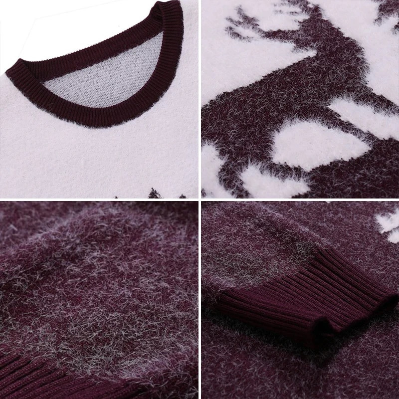 Meeste elastne Slim Fit Elk silmkoeline isikupärastatud vabaaja pullover sügis- ja talvekampsunite jaoks