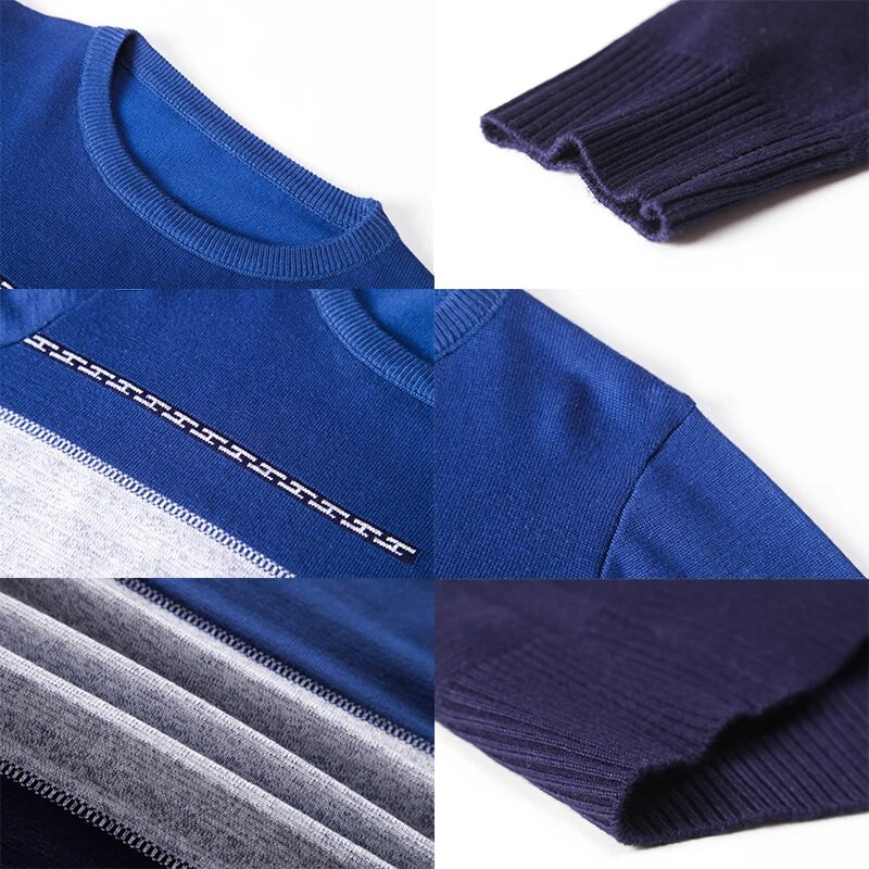 TFETTERS 2023 Márka Férfi Pulóverek Férfi Kötött Csíkos pulóverek O-nyakú Férfi Kötöttáru Ruhák Téli Karcsú Pulóverek Férfi